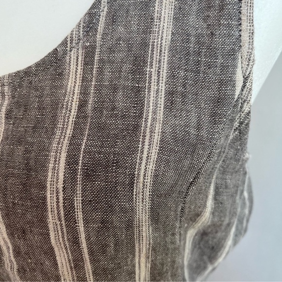 Garnet Hill—Linen Sleeveless Maxi Dress, Gray and Cream— 8 - Picture 4 of 7